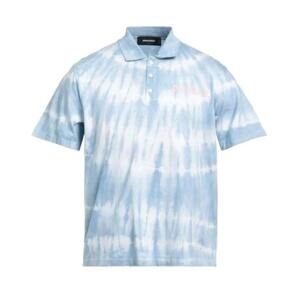 NWT Dsquared2 MEN’S XL Blue White Tie dye  Short Sleeve Polo Shirt